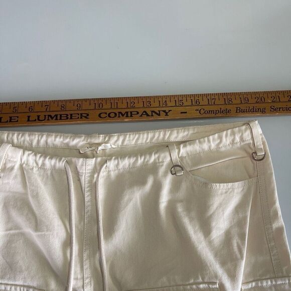 Et Clet Cream Straight Wide Leg High Waist Cotton Multi Pocket Cargo Pant Medium - Picture 9 of 10